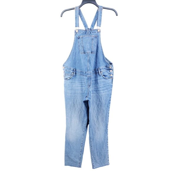Isabel Maternity Womens Size 10 Denim Overalls Raw Hem Slim Fit Light Wash - Picture 1 of 9